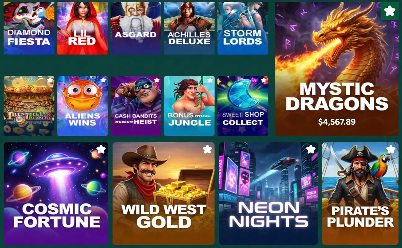 Casino pokies lobby with top RTG slot games