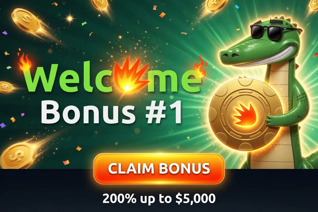 Croc with welcome bonus coin, 200% up to $5k